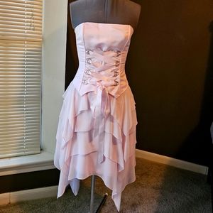 Jessica McClintock Pink Strapless Corset Dress Size 6
